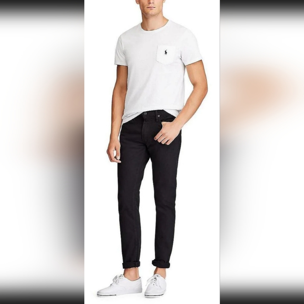 SOLD!! Polo Ralph Lauren Jeans Mens 36x32 Black Denim Sullivan Slim Stretch NWT!